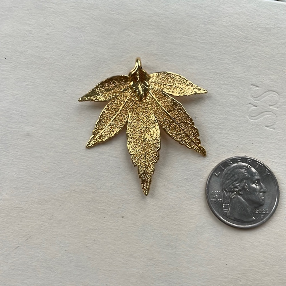 Gold Japanese Maple leaf pendant